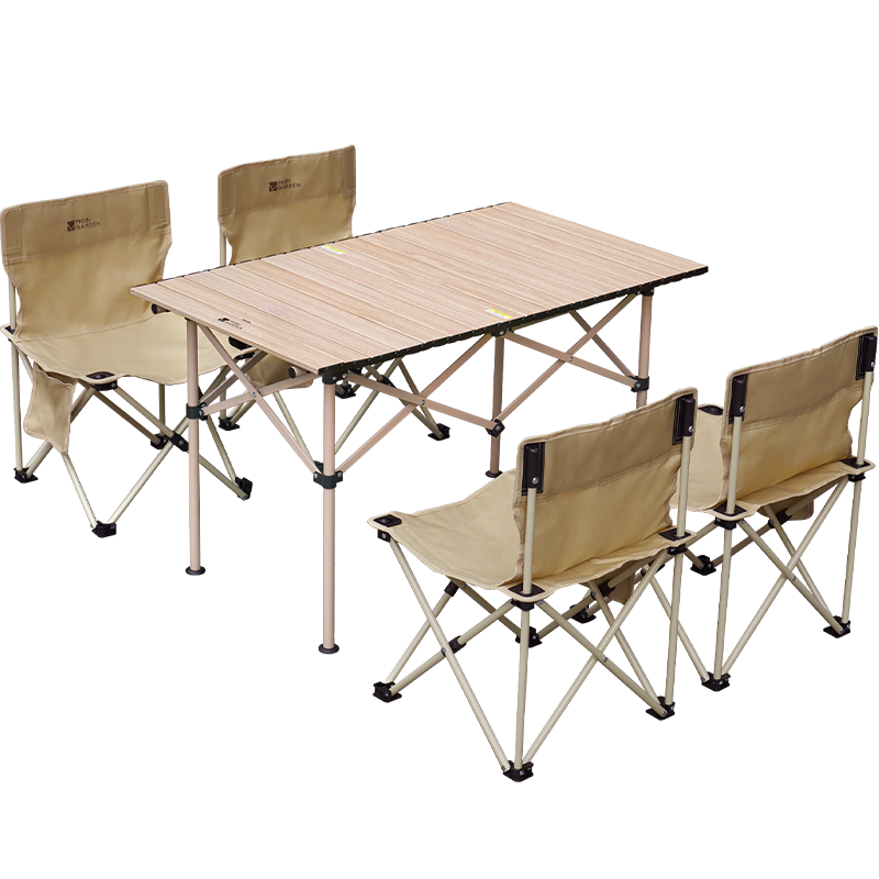 牧高笛（MOBIGARDEN）桌椅套裝 戶外露營(yíng)聚會(huì)便攜折疊一桌四椅套裝 NX24665012 和風(fēng)沙