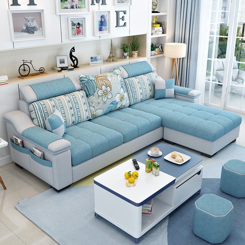 钻派 布艺沙发客厅整装组合简约现代小户型家用免洗布科技布乳胶沙发 乳胶版（颜色备注） 直排四人位2.7米