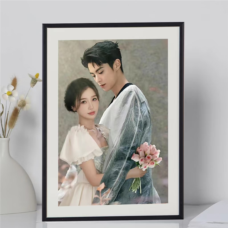 创赢铝合金照片装裱框海报相框细边款-亚黑色王鹤棣海报58*87.