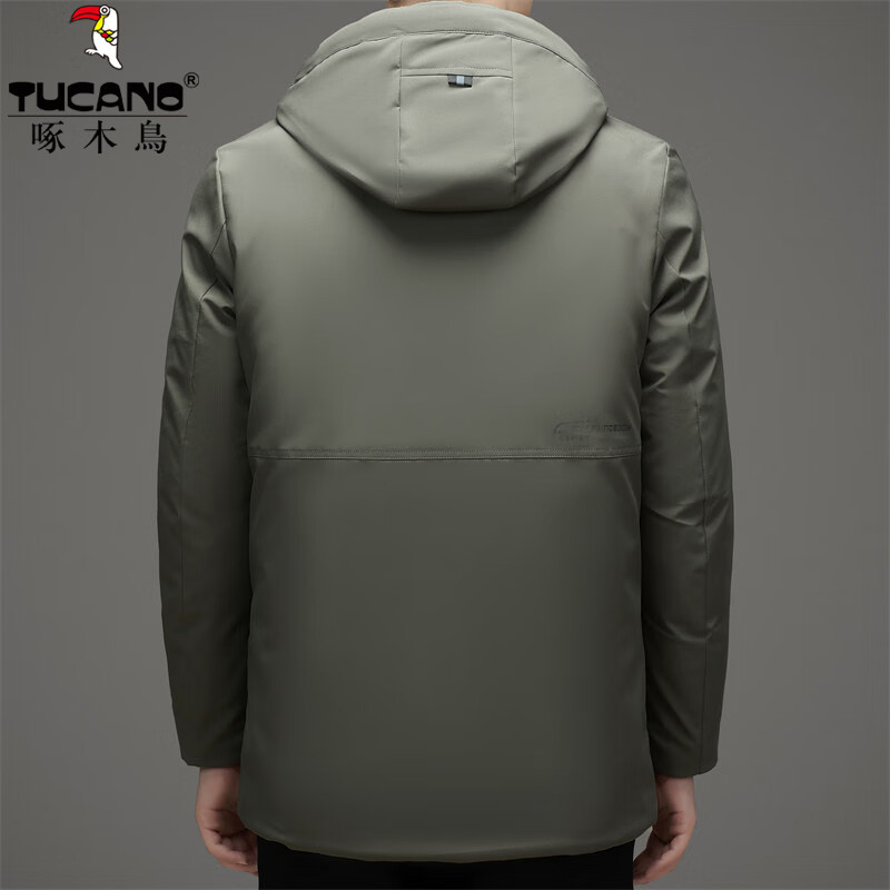 啄木鸟(TUCANO)棉服男短款连帽纯色加厚棉袄冬季款中青年宽松保暖可拆卸帽子棉衣 88285黑色 5XL 【建议170-195斤】