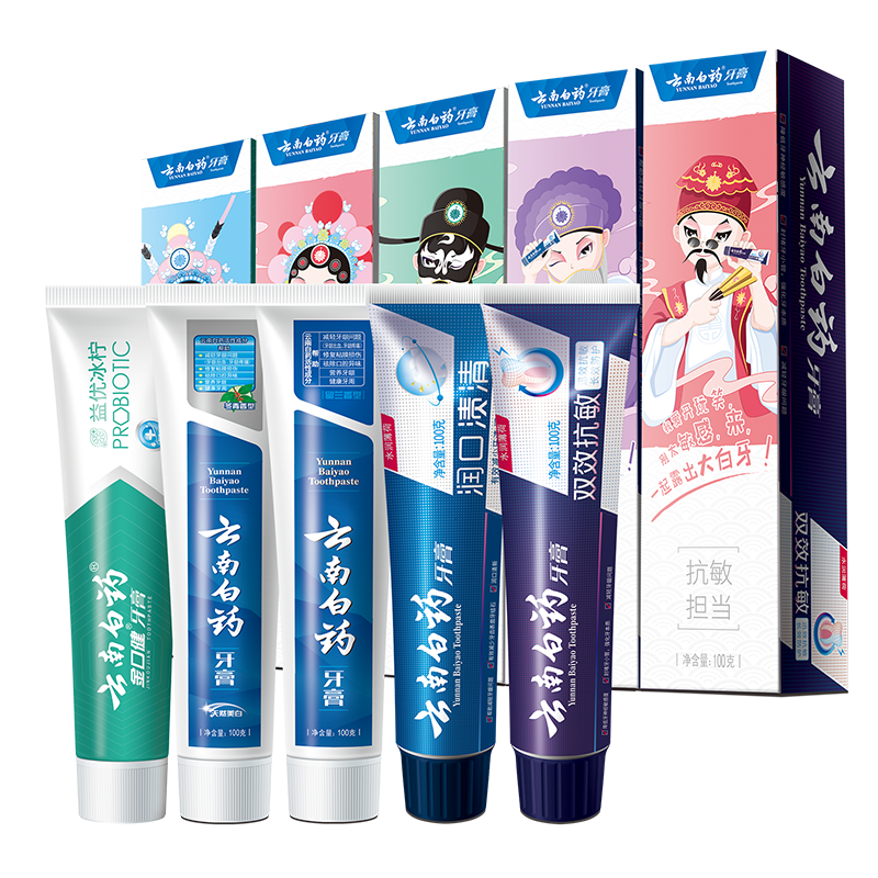 云南白药牙膏家庭装全家福国粹套装留兰薄荷香型多规格 国粹套装500g