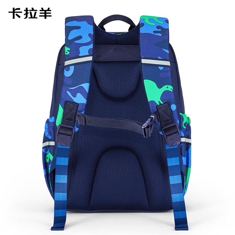 卡拉羊小学生书包男女1-3年级休闲背包抑菌防泼水儿童出游双肩包CX2784 【升级减震背负】藏青恐龙