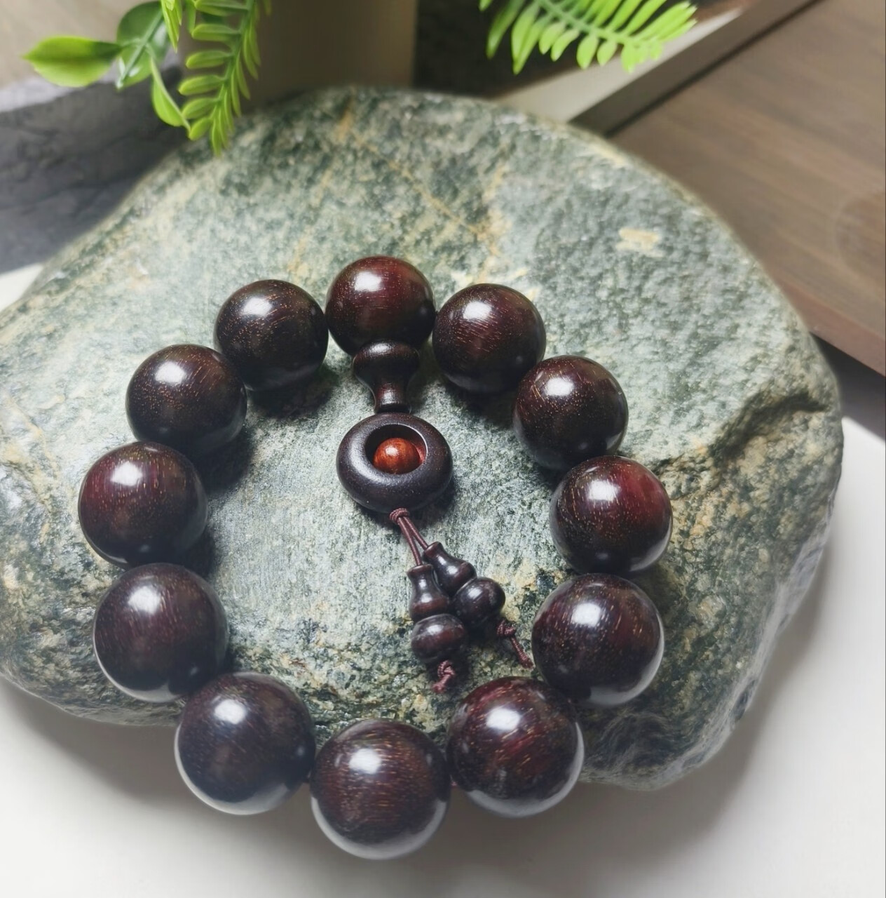 木头佛珠手串花梨木黄金檀小叶紫檀绿檀金丝檀猫眼檀沉香手串 1-金星血檀加转运套环精品小孔