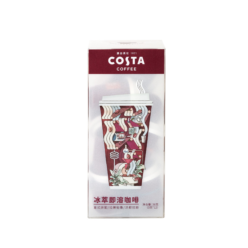 COSTA 咖世家 冰萃咖啡粉意式速溶咖啡手冲低脂冻干咖啡3g*12 混合口味