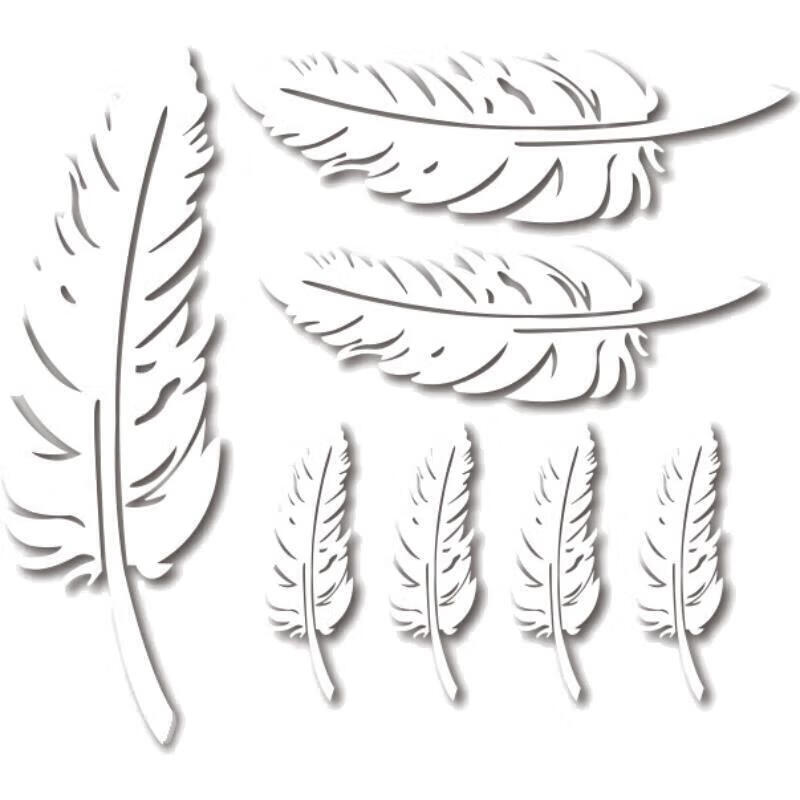 装饰刮痕车身贴花装饰贴防水车用图案潮流划痕遮挡汽车 银白羽毛一套