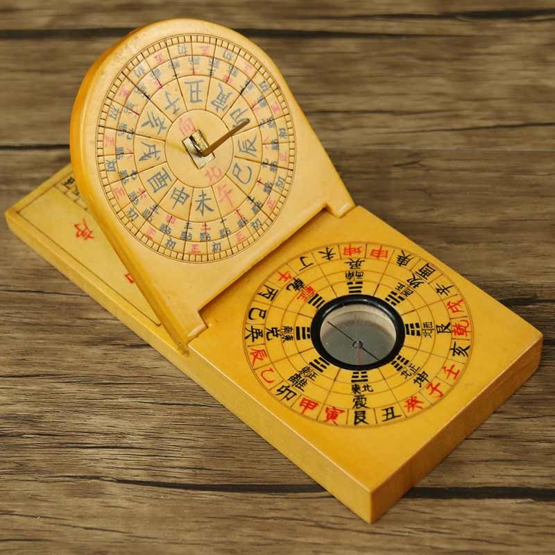 万安手工罗盘休宁徽盘纯手工日晷仪摆件小罗盘高精度二寸随身携带袖珍