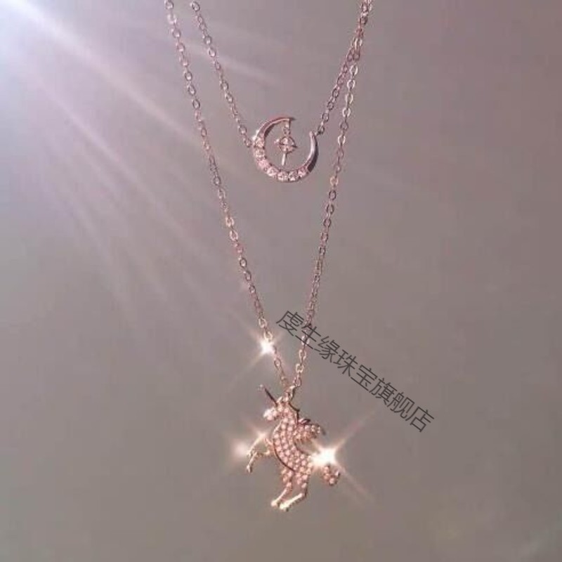 界末独角兽项链星月美少女ins小众闪钻锁骨链仙气少女甜美简约款 349