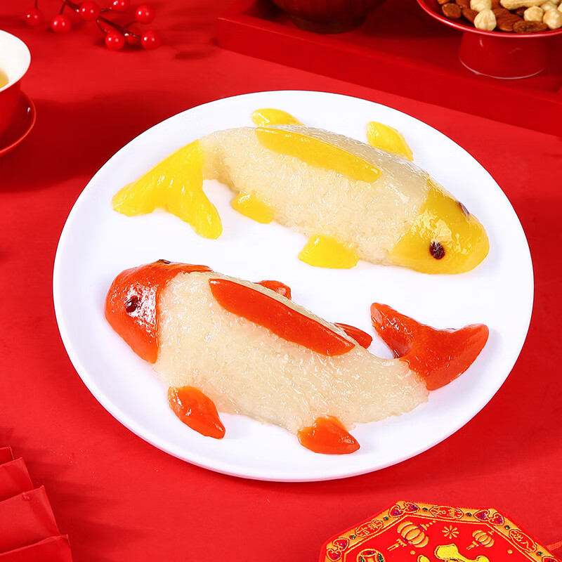 阿诺年年有鱼双鱼3盒年夜饭双色鲤鱼造型糯米粉年年有余团圆糯米饭 年年有鱼360g*4盒8条