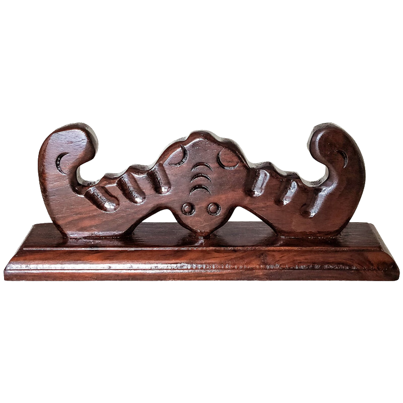 芬尚 文房用品 蝙蝠實木筆擱 黑梓木毛筆架筆托 學生毛筆書法用品筆山 12.5*4.5cm