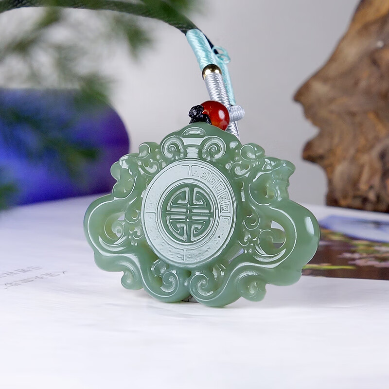 情侣男女同款和田玉 油润镂空挂件 吊坠玉牌 龙凤呈祥 佩戴佳品 附