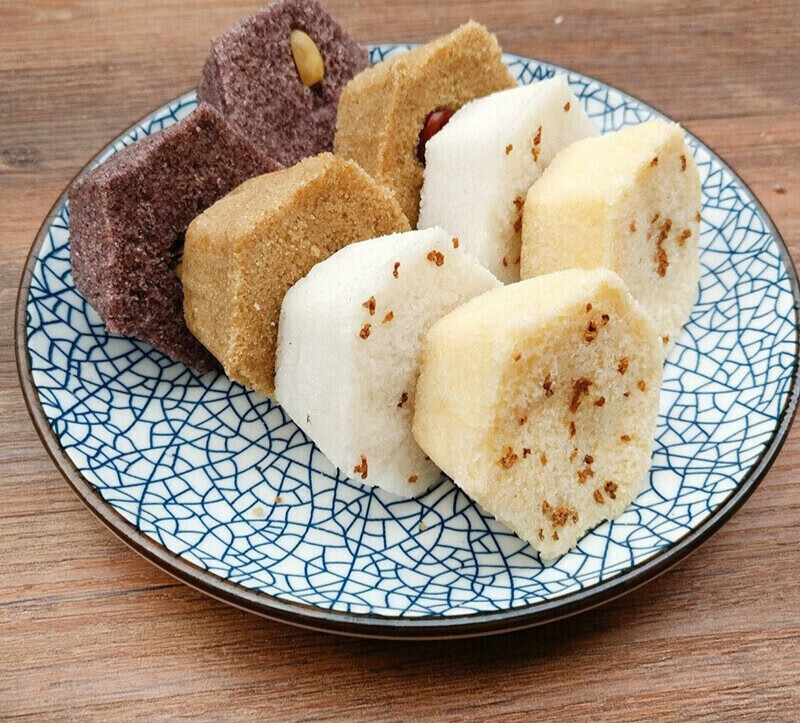 新食道温州风味松糕 蒸糯米糕蒸黑米糕桂花红枣糕温州风味松糕点心