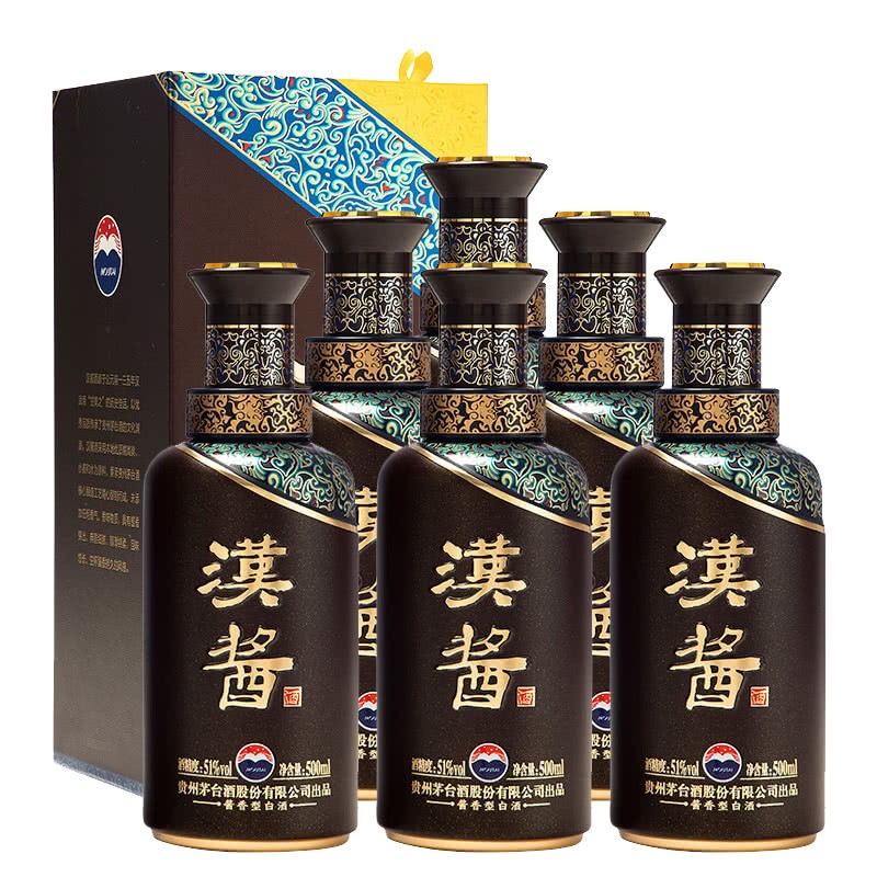 茅台51度 汉酱酒（3.0）500ml*6 整箱装   酱香型 高度 白酒 51度 500mL 6瓶
