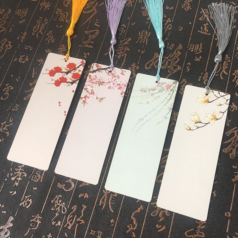 书签挂绳流苏手绘卡片手工自制diy材料包小清新学生用纸质中国风 清新