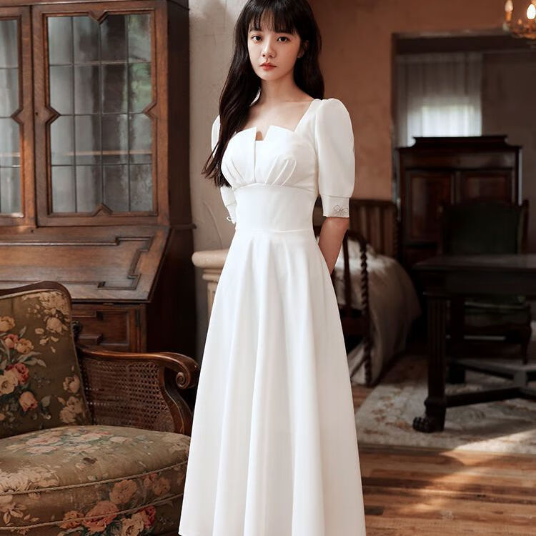 formrcra秋冬高中生成人礼服女礼服平时可穿白色晚高端小众领证登记