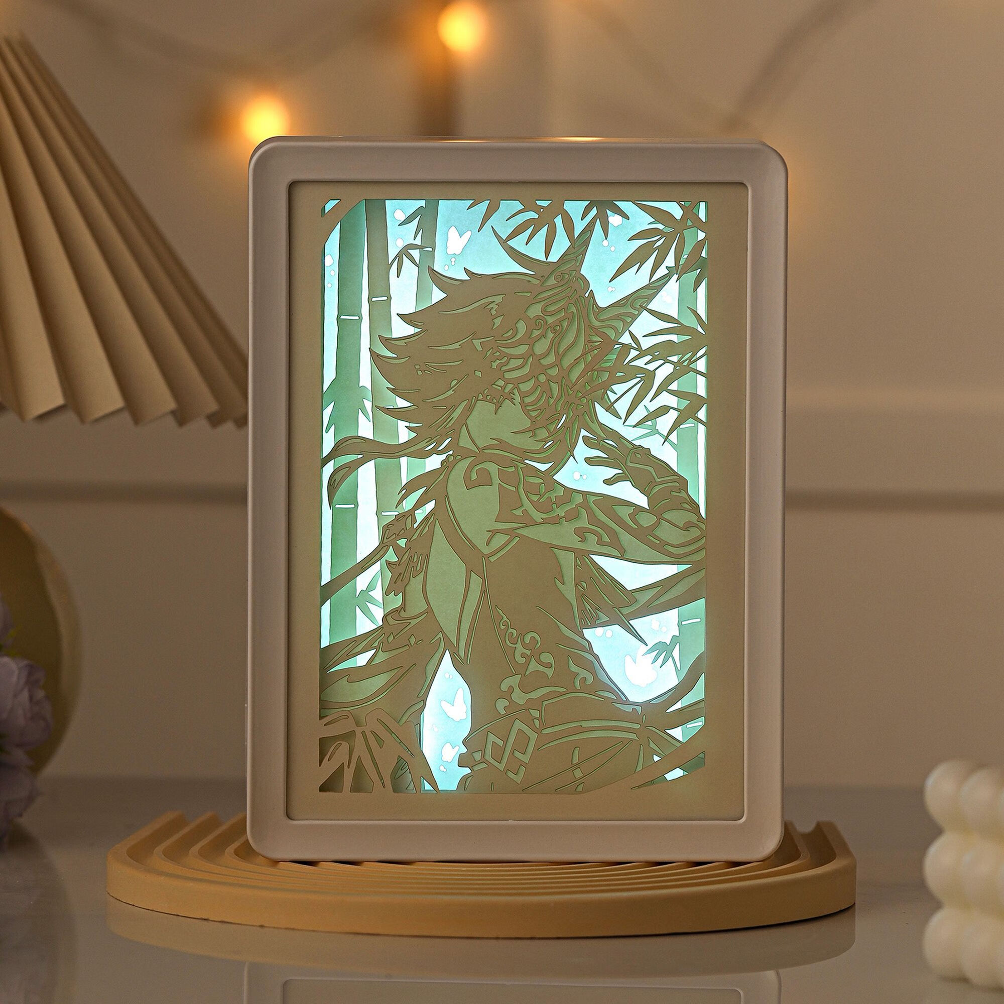 原神周边纸雕灯万叶钟离雷电将军桌面摆件创意生日礼物送男生朋友 魈