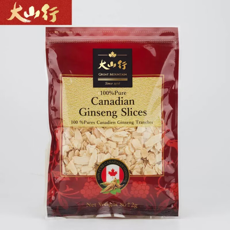 大山行加拿大大山行西洋参安大略省半野山参花旗参原参进口礼盒日期新鲜 袋装参片 80g*1袋