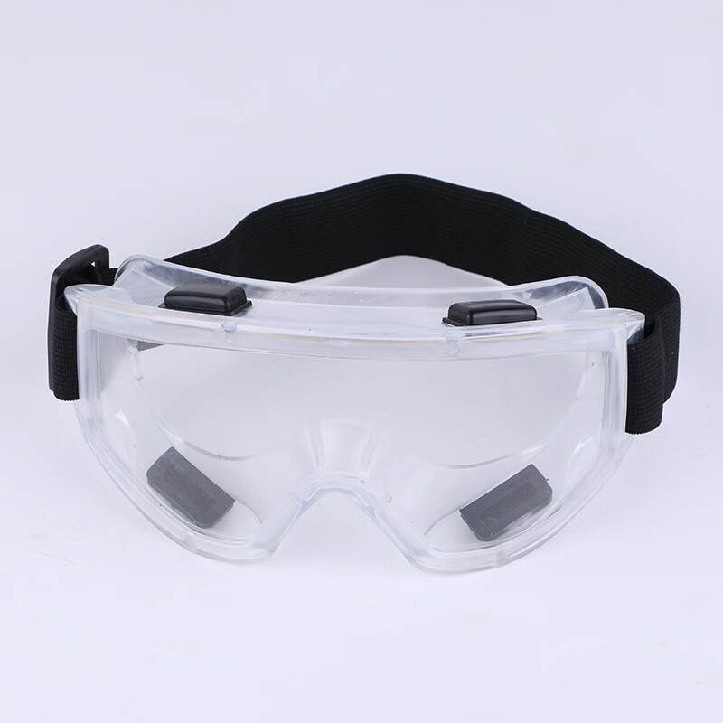 尔苗 大风镜 透明防护眼罩 防沙防尘防风防冲击四珠护目镜 透明白色架 1副装