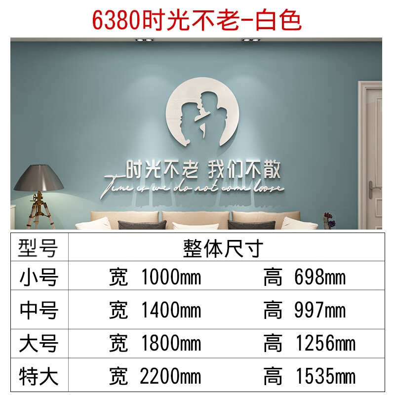 房间布置轻奢网红电视背景墙面床头贴画亚克力立体 6380时光不老白色