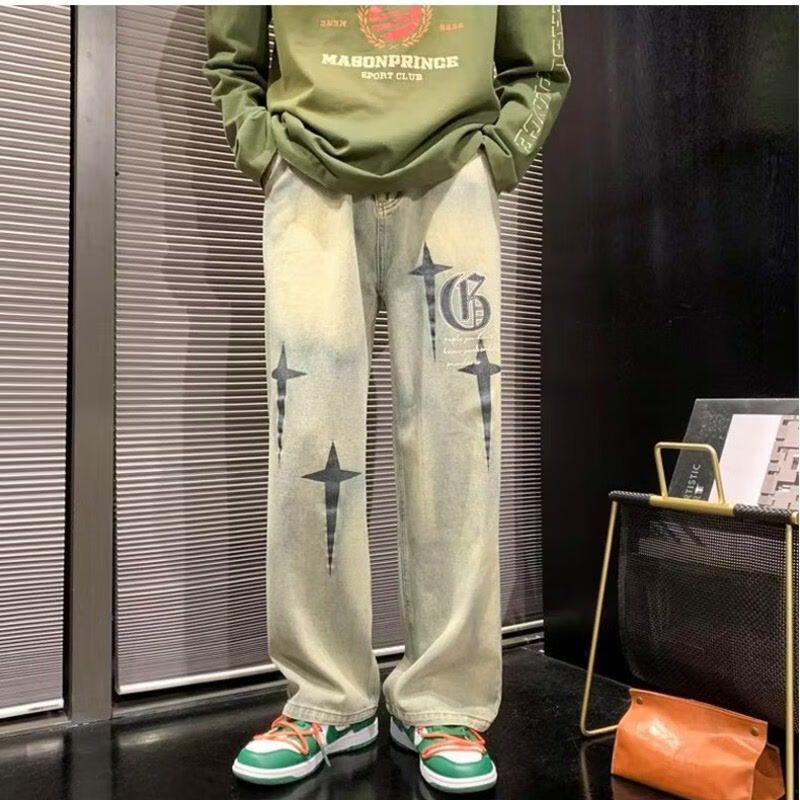 绅弛豹(shenchibao)瓦萨琪牛仔裤水洗做旧男春秋款