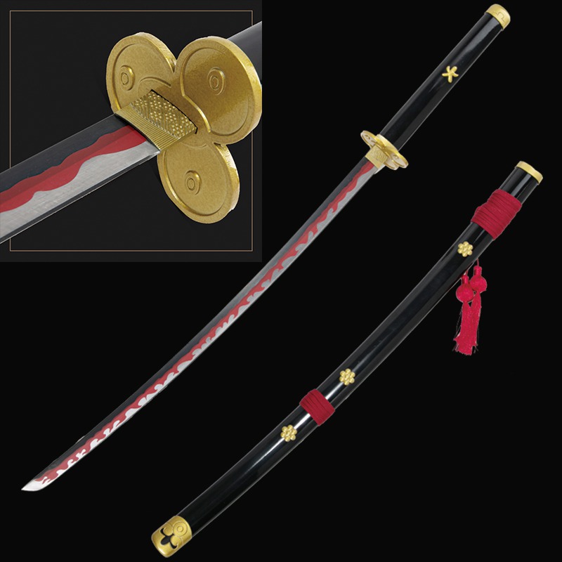 索隆三把刀金属  和道一文字黑刀秋水三代鬼彻三刀流阎魔动漫cos道具