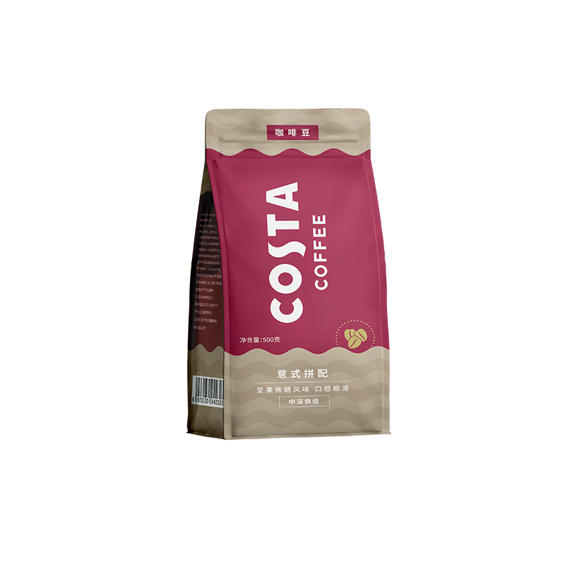 COSTA咖世家咖啡豆意式拼配中深烘培油脂丰富手冲低酸100%阿拉比卡500g