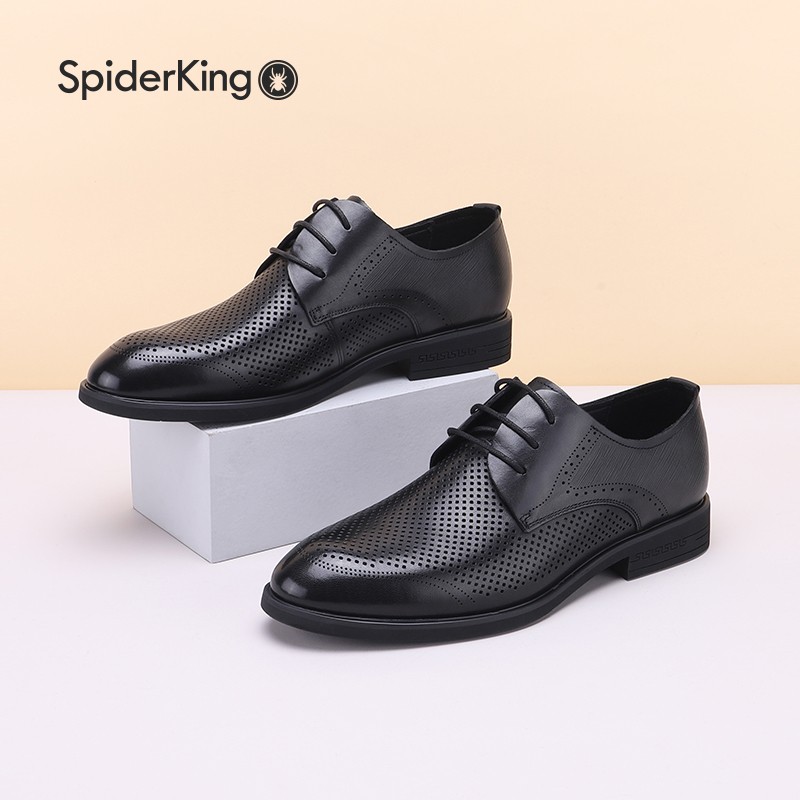 蜘蛛王男鞋皮鞋洞洞鞋凉鞋男镂空男夏季透气商务正装休闲潮流凉鞋男