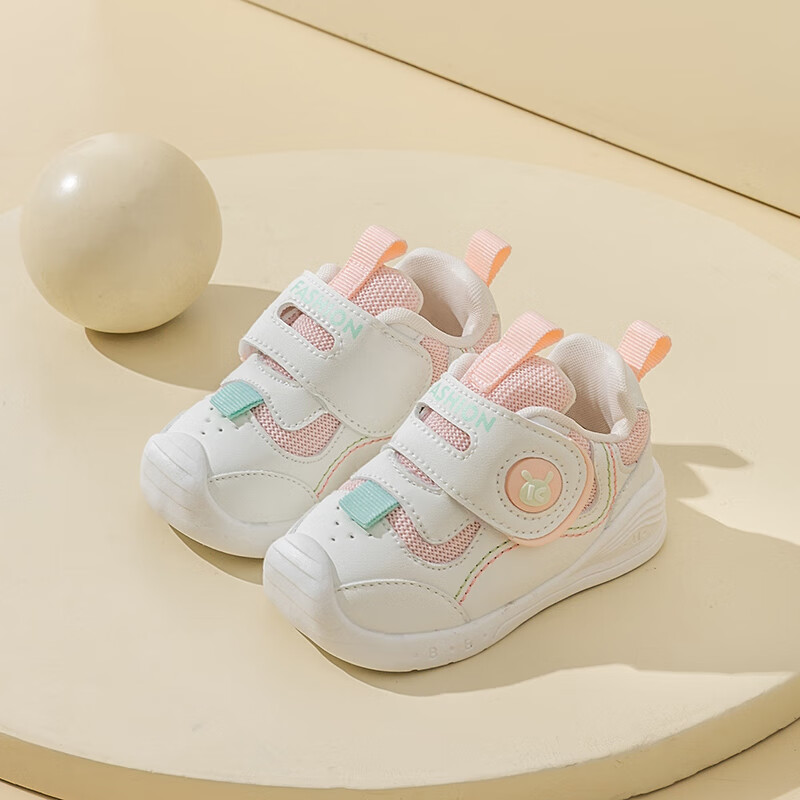 布拉米勒（BradMiller）男宝宝鞋子秋款软底小童童鞋1-2一3岁女宝宝机能鞋春秋透气学步鞋 K969粉色 12.5 内长12.5cm