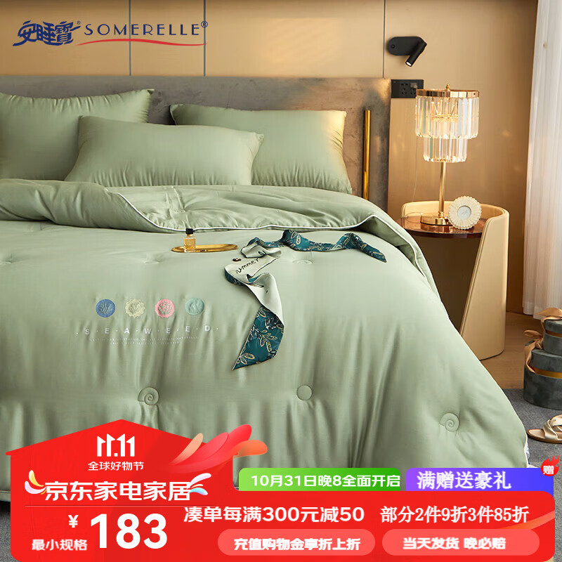 安睡宝（SOMERELLE）棉被子海藻暖绒纤维被被褥被芯冬被58%天丝被 门店款 冬被-绿色 双人200*230cm