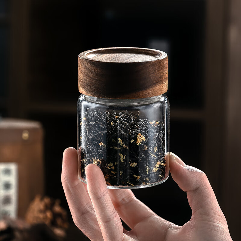 格娜斯玻璃茶叶罐便携小茶罐密封罐200ml茶具配件存储茶罐咖啡罐迷你玻璃罐