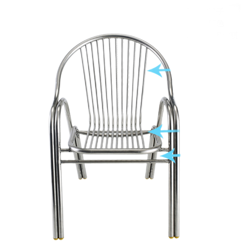 （工匠时光）不锈钢椅子靠背椅家用金属304户外不锈钢椅单人扶手休闲座椅 双管原色201（单价）2张起发