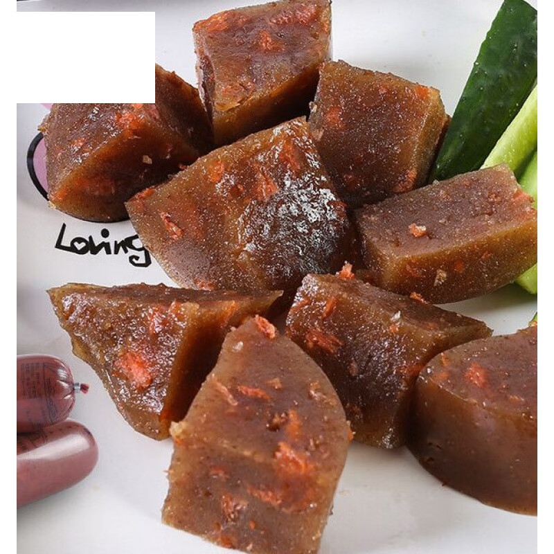 虎钢馋驴肉焖子河北特产特色小吃河间火烧灌肠香肠下饭保定闷子肉糕