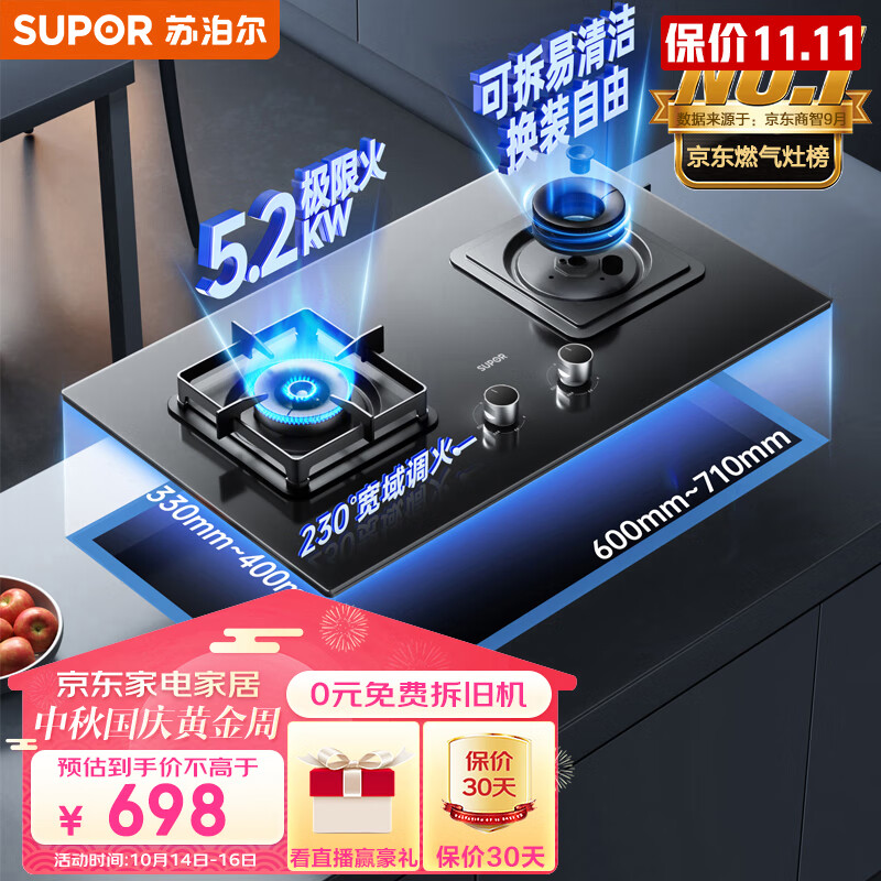 苏泊尔（SUPOR）燃气灶双灶家用 天然气双灶具5.2kW大火力 可调节底盘 63%热效率 230°宽域控火燃气灶具 DB28天使用感如何?