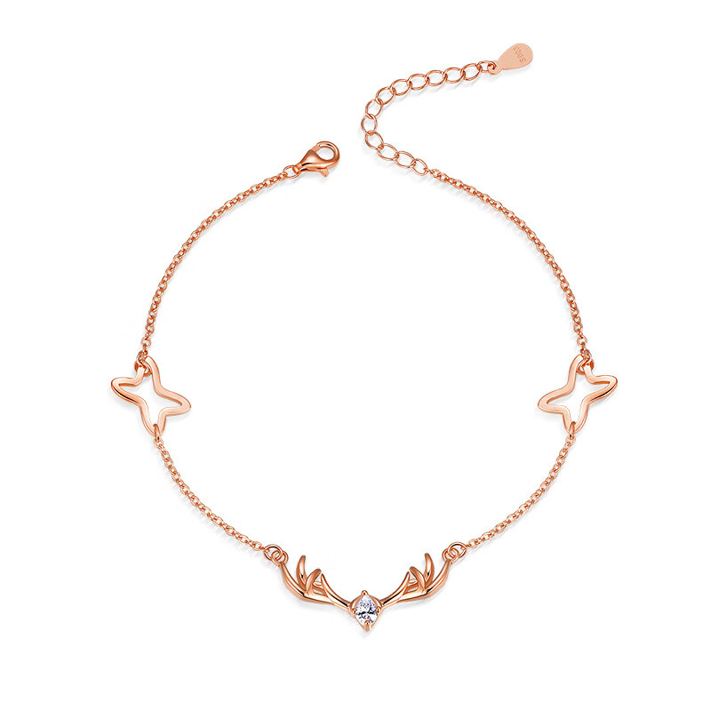 gioio【施华洛世奇工艺】s999银小鹿脚链女 韩版简约学生森显瘦脚踝链