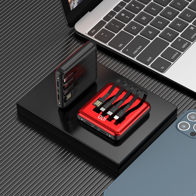 【全国仓次日达】科诺克超薄小巧迷你便携大容量20000毫安时充电宝闪快充通用于手机苹果8华为移动电源 神秘黑【尊享版+提速100%】便携小巧全镜面