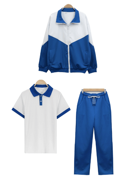 迪士尼(disney)校服套装学院风初高中小学生班服短袖裤子男女春秋蓝白