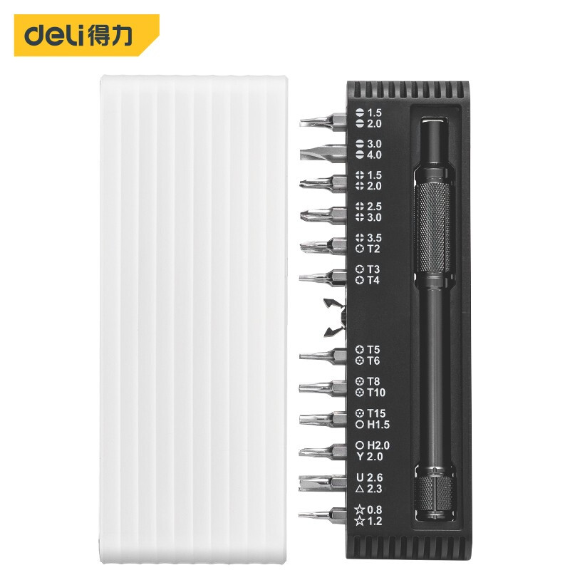得力（deli）精密螺丝刀套装家用拆机多功能十字钟表螺丝批套装电脑笔记本维修 小白螺丝批25件套【DL240025A】