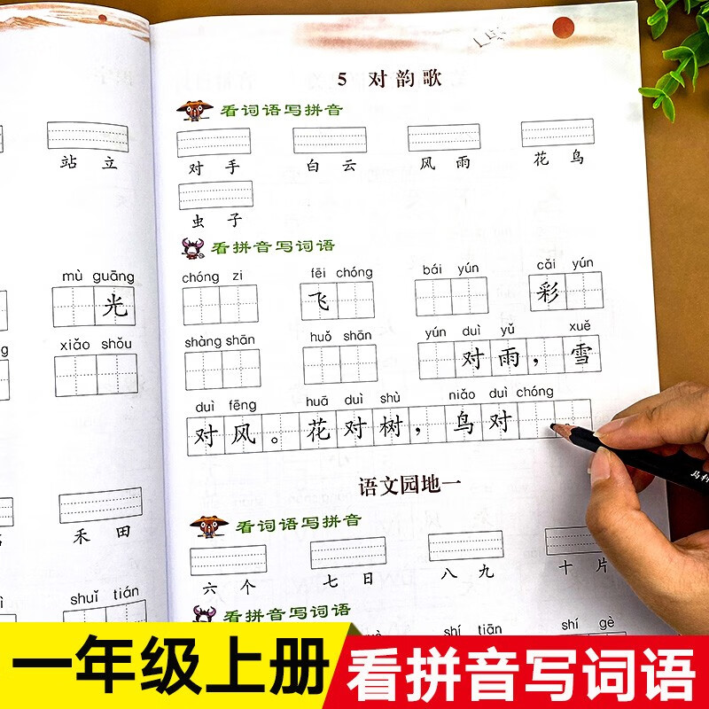 年级上册看拼音写词语人教版 语文生字注音专项训练小学汉字组词练习
