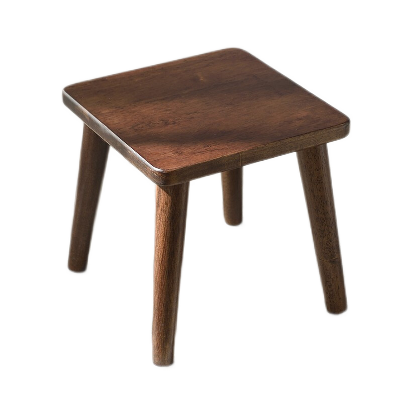 爱必居实木小凳子家用换鞋凳客厅小板凳沙发凳简约现代矮凳 圆形橡胶木-胡桃色