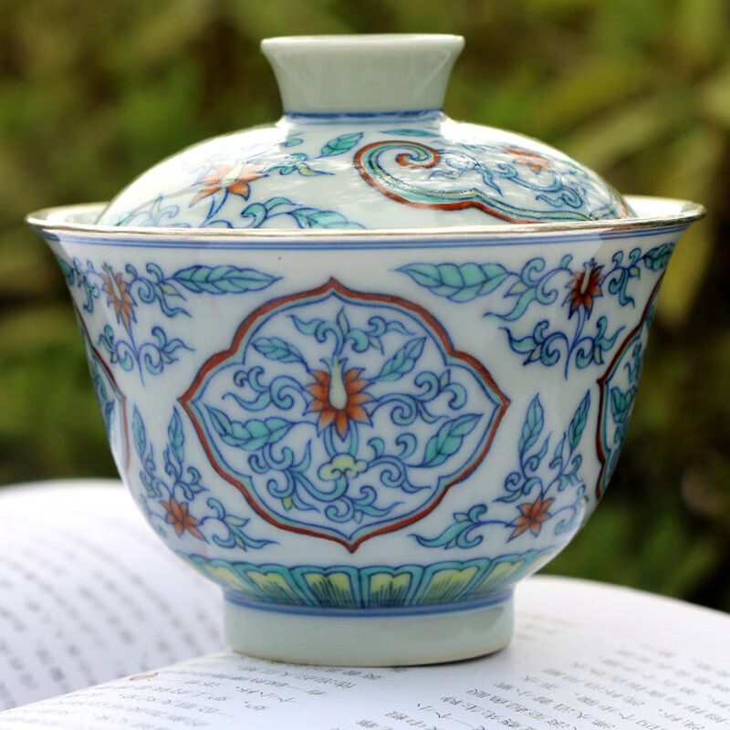 北野工坊 景德镇手工茶具青也山房泡茶器手绘青花斗彩包银开窗缠枝