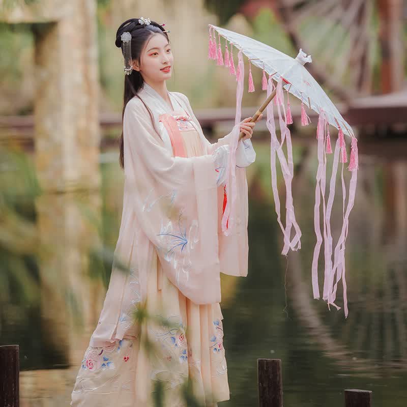 妙微熊汉服女春夏古装2022  中国风刺绣裙子套装旅游拍照写真潮 仅