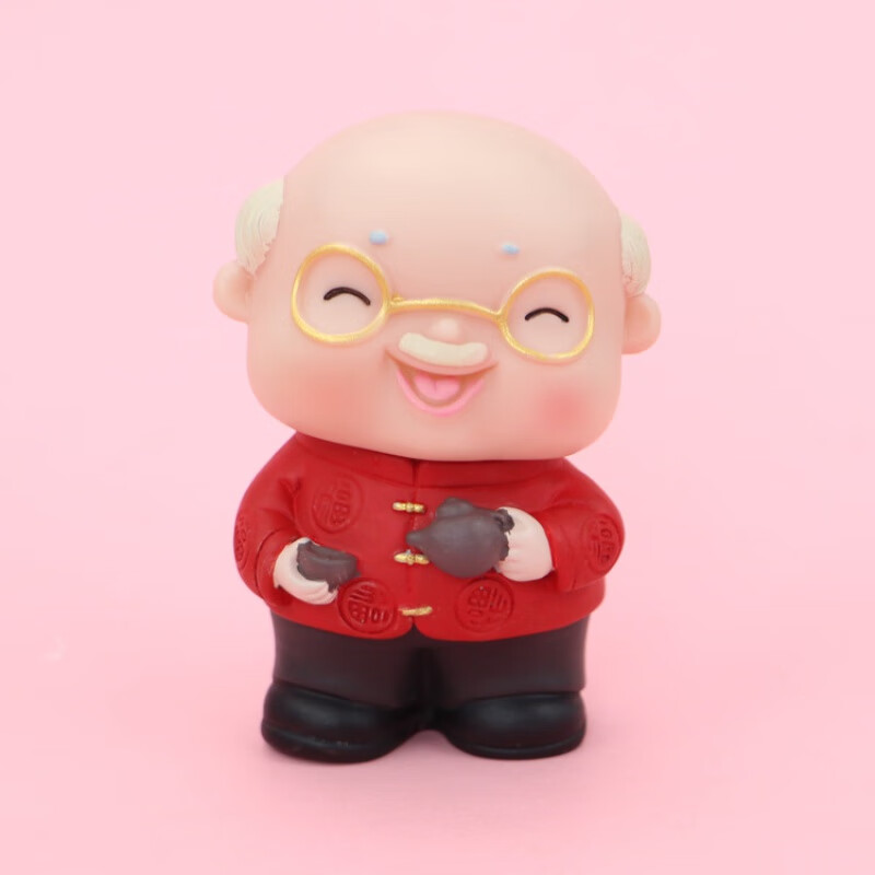 朕之眠白头偕老摆件 创意可爱老爷爷奶奶烘焙蛋糕摆件恩爱夫妻生日