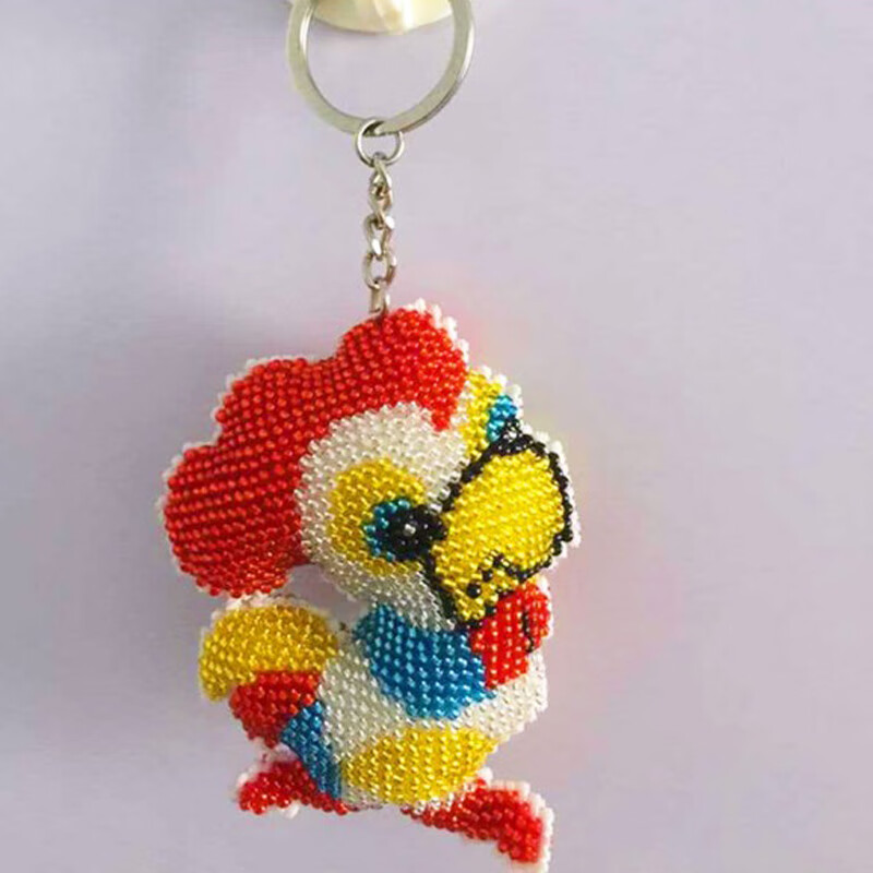 绣可爱卡通钥匙扣全珠绣挂件新款满珠绣车挂 生肖鸡钥匙扣(自己绣)