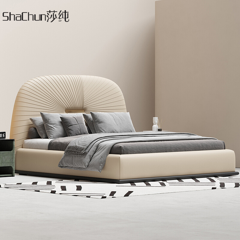 shachun莎纯/现代轻奢风床主卧大床2021年新款设计师软包床卧室1.