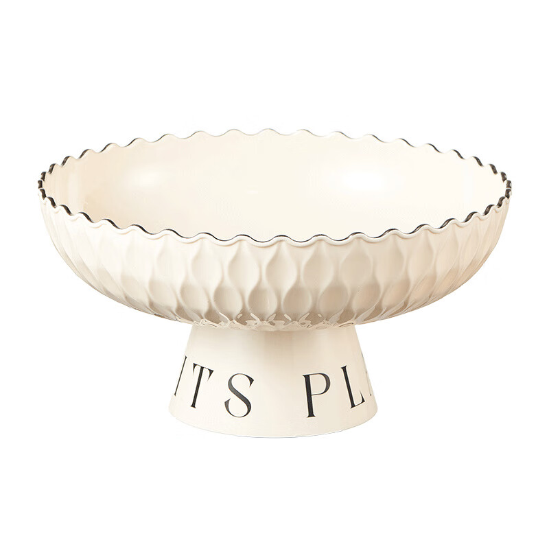 沥水果盘客厅茶几高脚果篮奶油风高颜值糖果零食盘大容量水果盘子 透明白 1层 1个