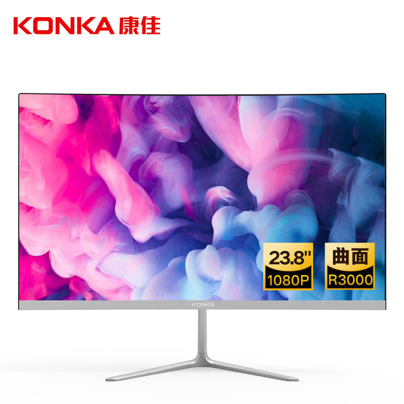 康佳（KONKA） 27英寸电脑显示器游戏电竞1080P高清HDMI台式办公液晶屏幕 23.8吋/1080P/75HZ/曲面白色