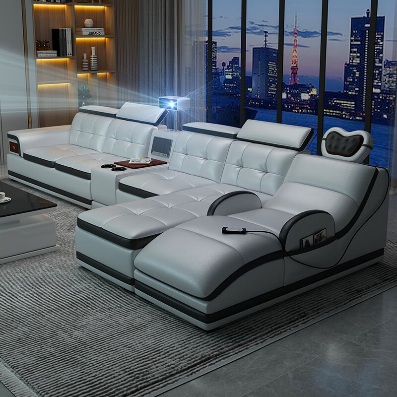 梵萨帝沙发真皮沙发 客厅整装太空舱按摩椅沙发多功能带投影仪实木