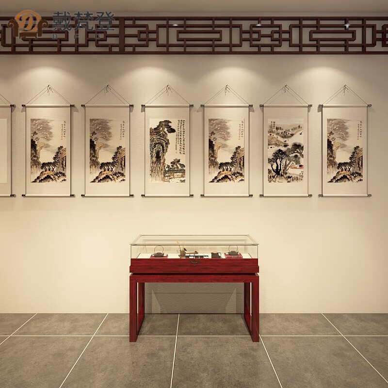 戴梵登（Daifandeng）實木中式復(fù)古珠寶博物館文玩古董首飾展柜玉器玻璃飾品展示柜臺 100*40*90(無燈)