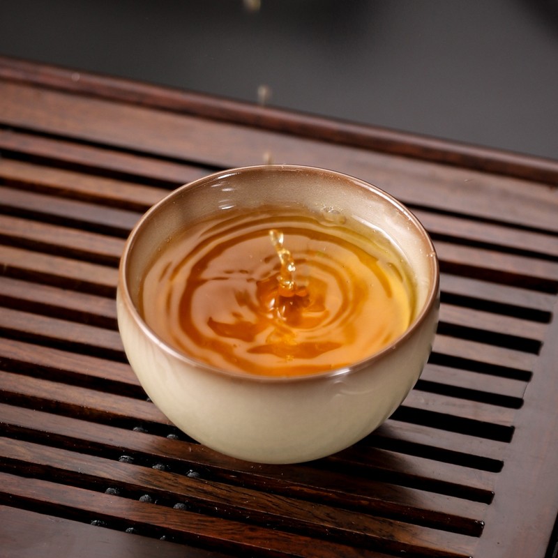 衡儒品茗杯陶瓷茶杯青瓷传世哥窑御黄猪油冻主人杯手工单杯茶盏功夫