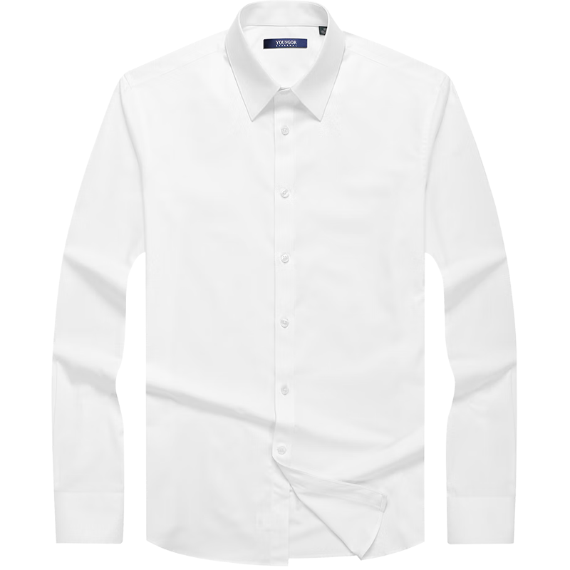 雅戈尔（YOUNGOR）衬衫男秋季不易皱免烫长袖修身纯色舒适职业工装百搭衬衣商务休闲 白色 40