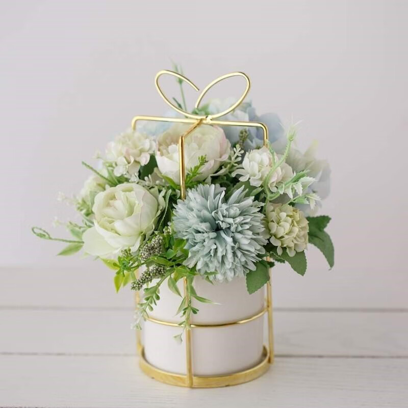 云漫卿圆柱空调上的摆件 圆柱空调上放的假花铁艺室内客厅仿真玫瑰